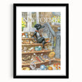New Yorker Poster - 2012 Dog with Toys on Stairs Art Print