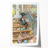 New Yorker Poster - 2012 Dog with Toys on Stairs Art Print