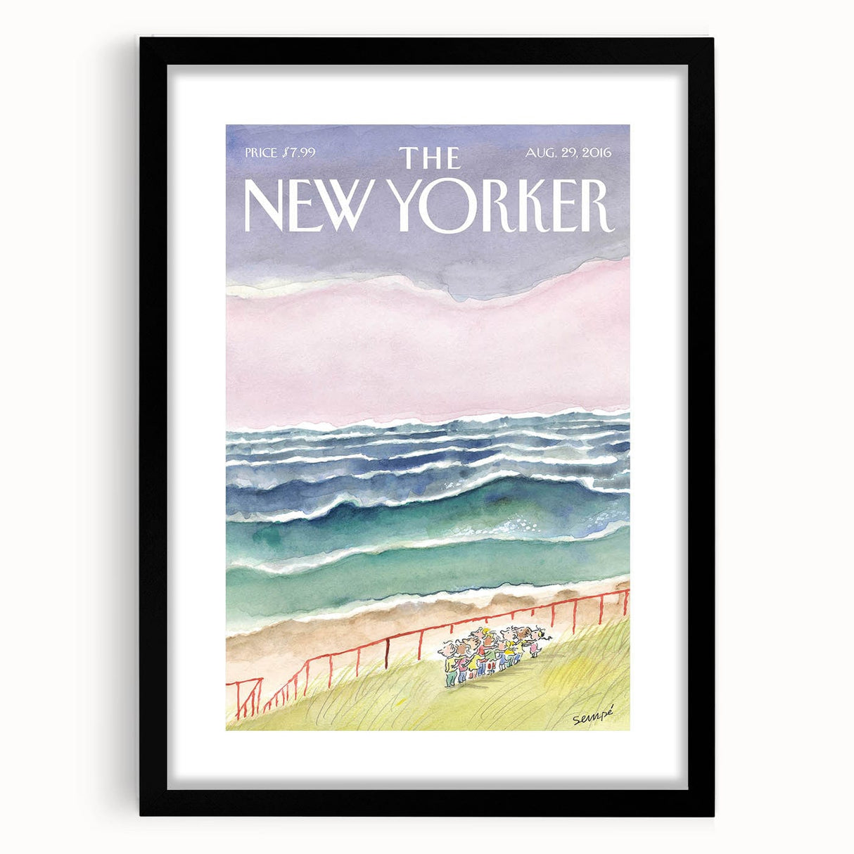 Vintage New Yorker Poster - Seaside Stroll Wall Art