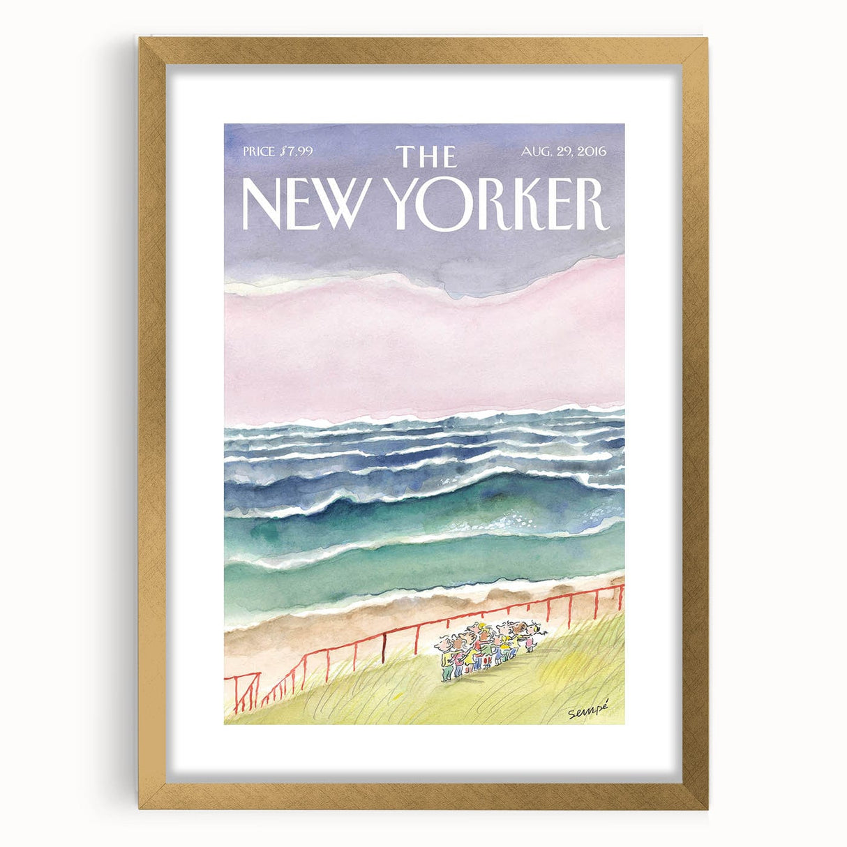 Vintage New Yorker Poster - Seaside Stroll Wall Art