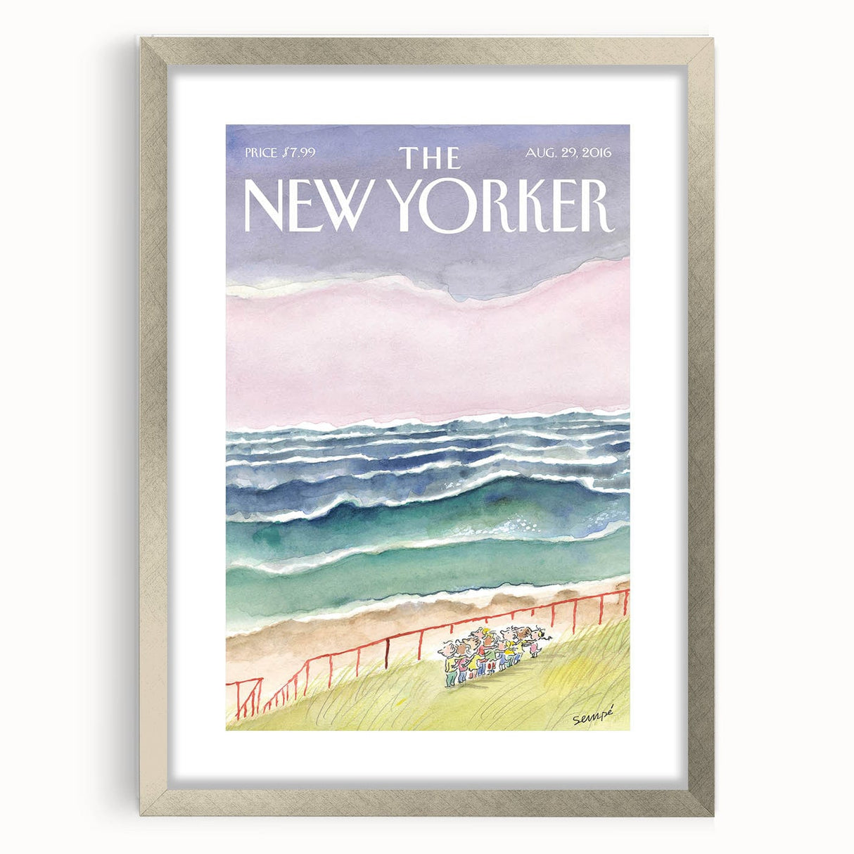Vintage New Yorker Poster - Seaside Stroll Wall Art