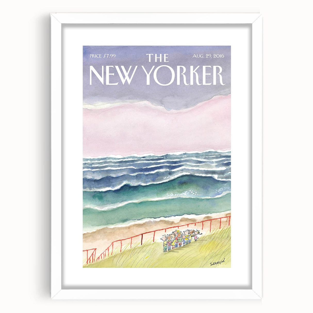 Vintage New Yorker Poster - Seaside Stroll Wall Art