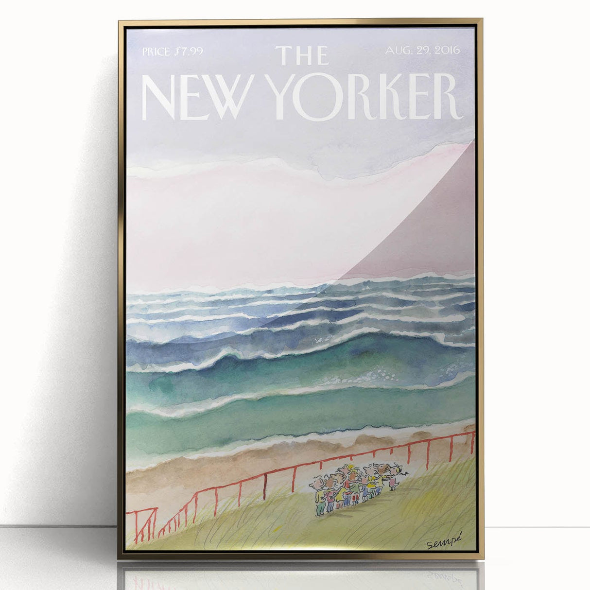 Vintage New Yorker Poster - Seaside Stroll Wall Art