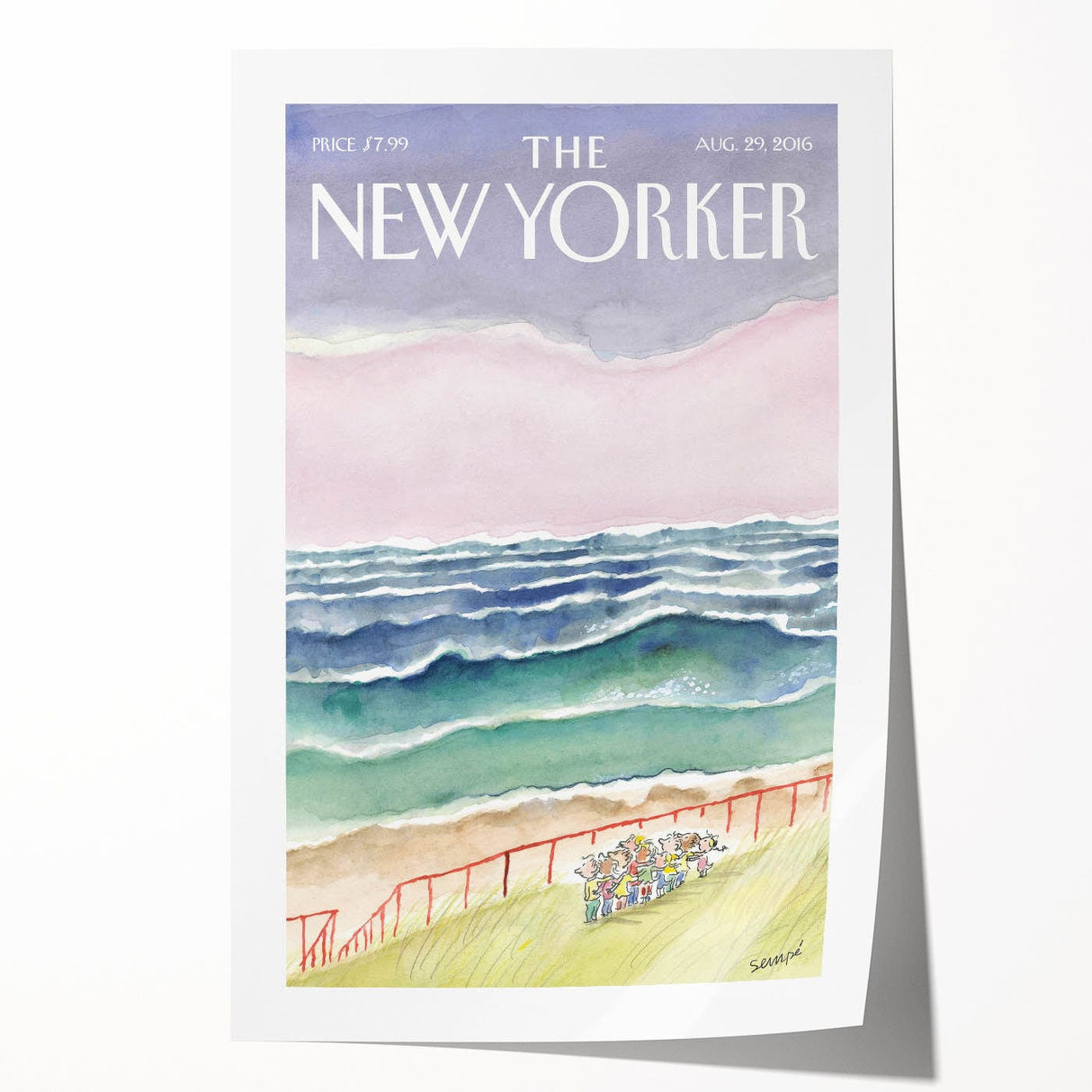 Vintage New Yorker Poster - Seaside Stroll Wall Art
