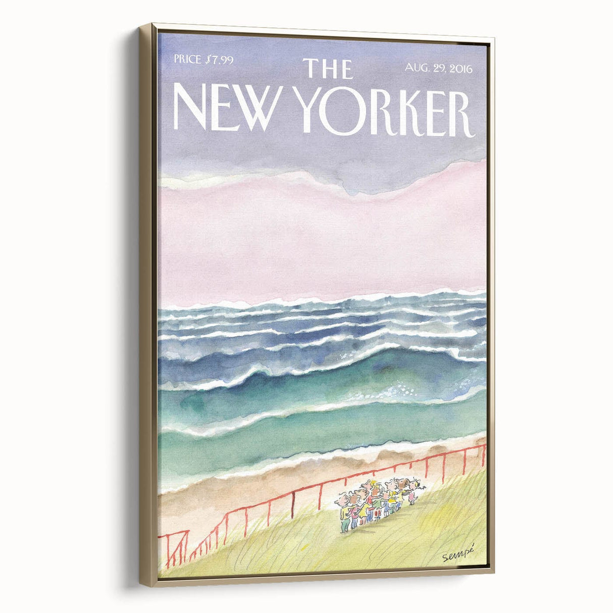 Vintage New Yorker Poster - Seaside Stroll Wall Art