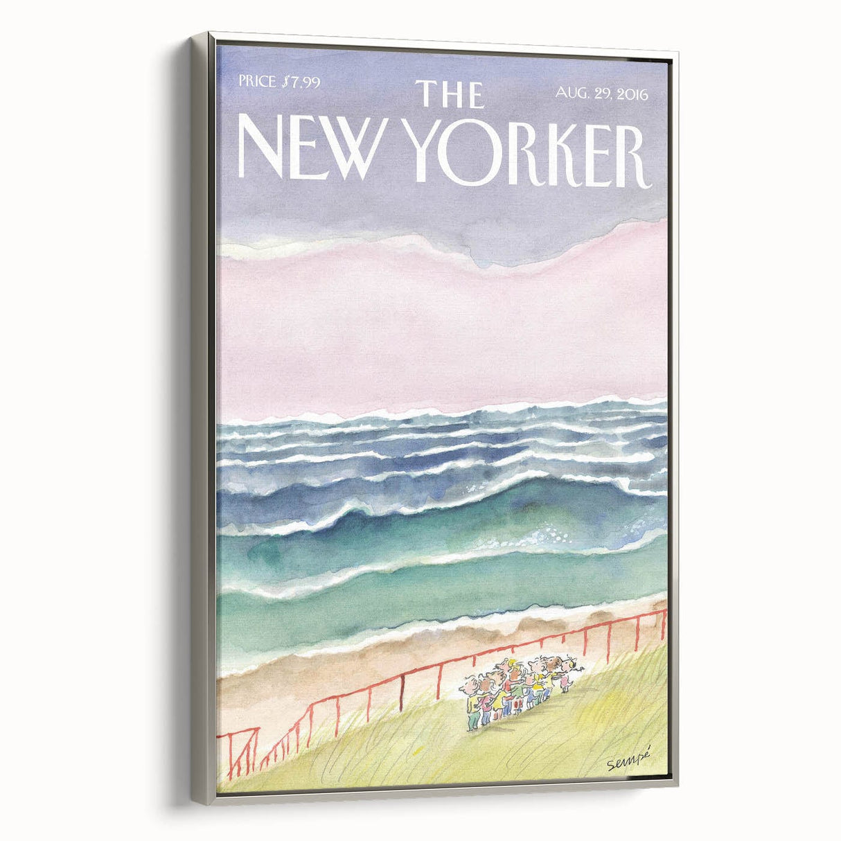 Vintage New Yorker Poster - Seaside Stroll Wall Art