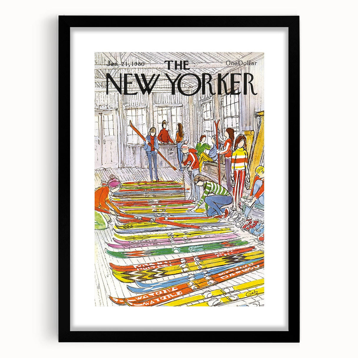Vintage New Yorker Poster – Skiing Enthusiasts, 1980 Edition