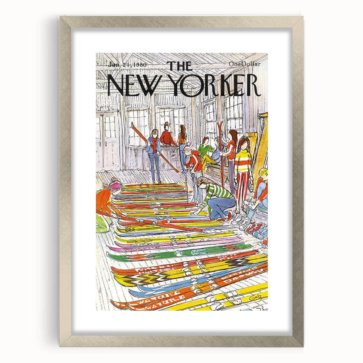 Vintage New Yorker Poster – Skiing Enthusiasts, 1980 Edition