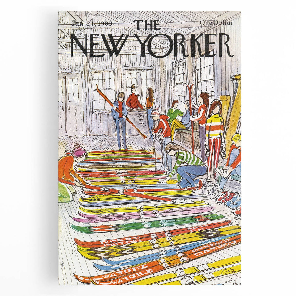 Vintage New Yorker Poster – Skiing Enthusiasts, 1980 Edition