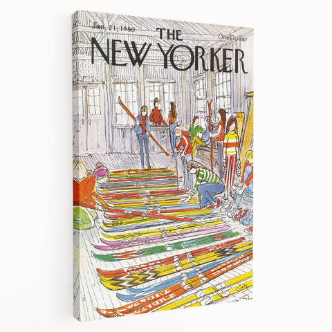 Vintage New Yorker Poster – Skiing Enthusiasts, 1980 Edition