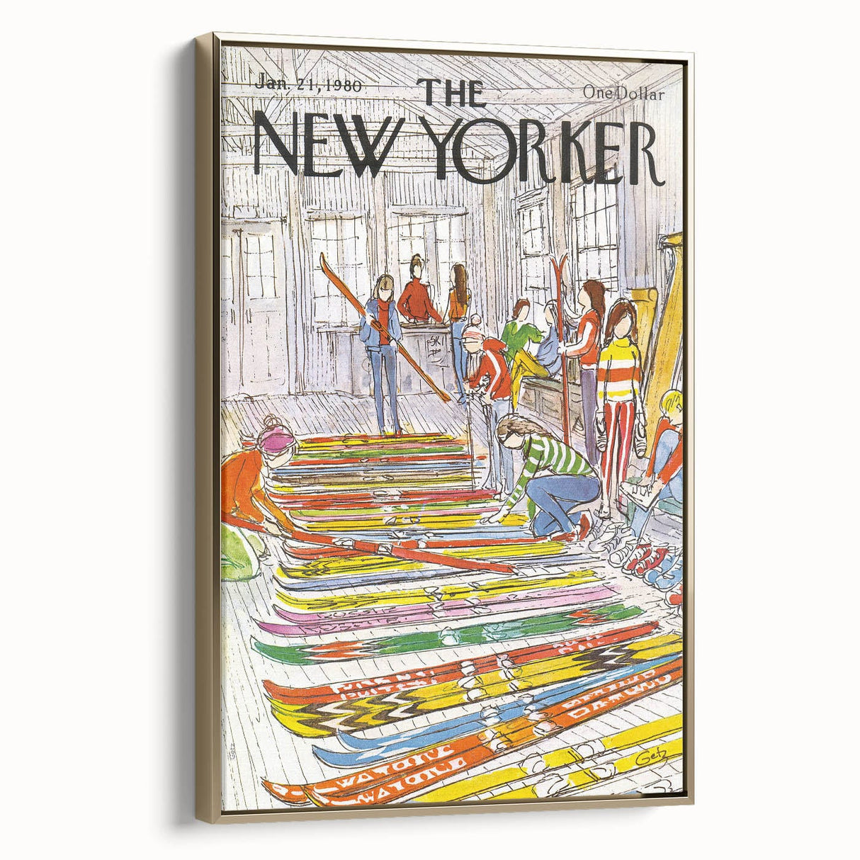 Vintage New Yorker Poster – Skiing Enthusiasts, 1980 Edition