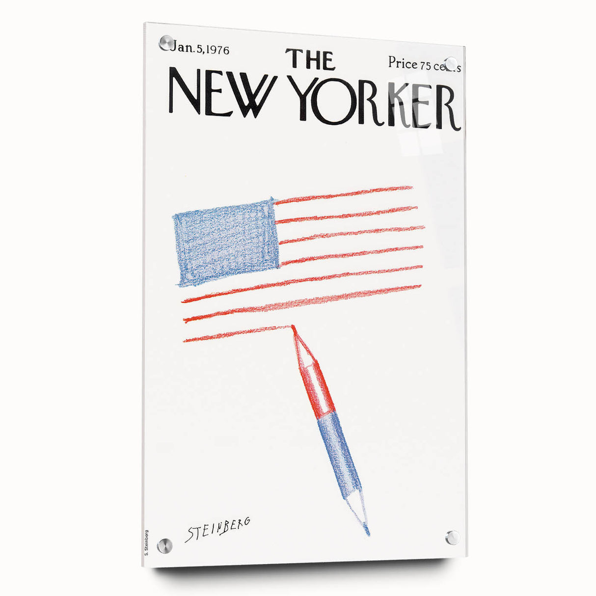 New Yorker Magazine Cover Art - American Flag Sketch Vintage Poster