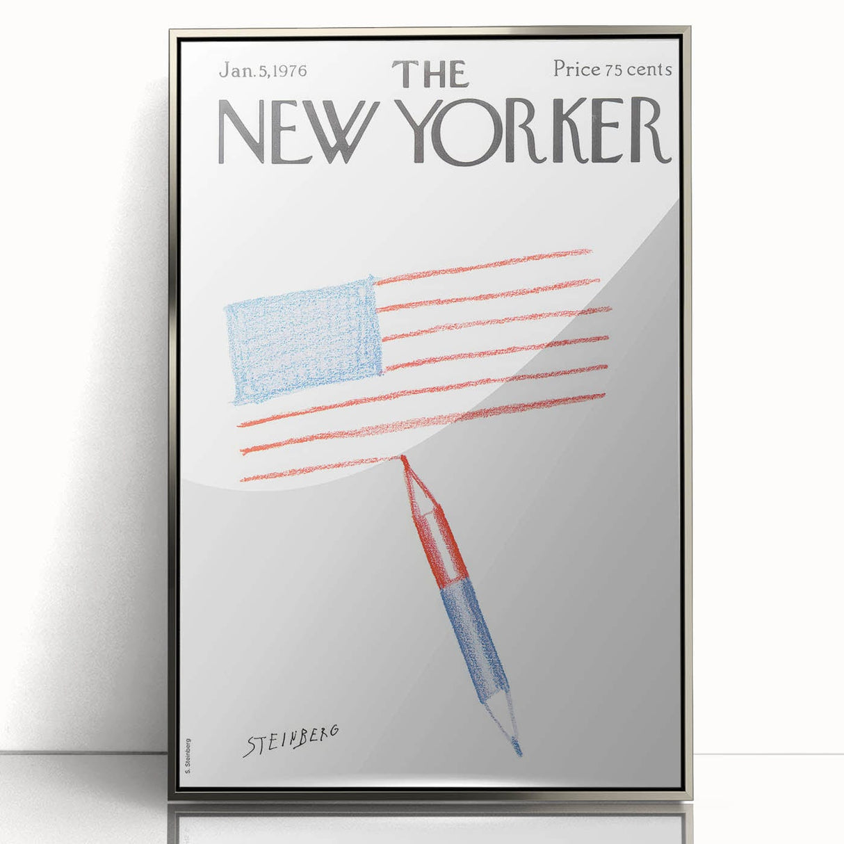 New Yorker Magazine Cover Art - American Flag Sketch Vintage Poster