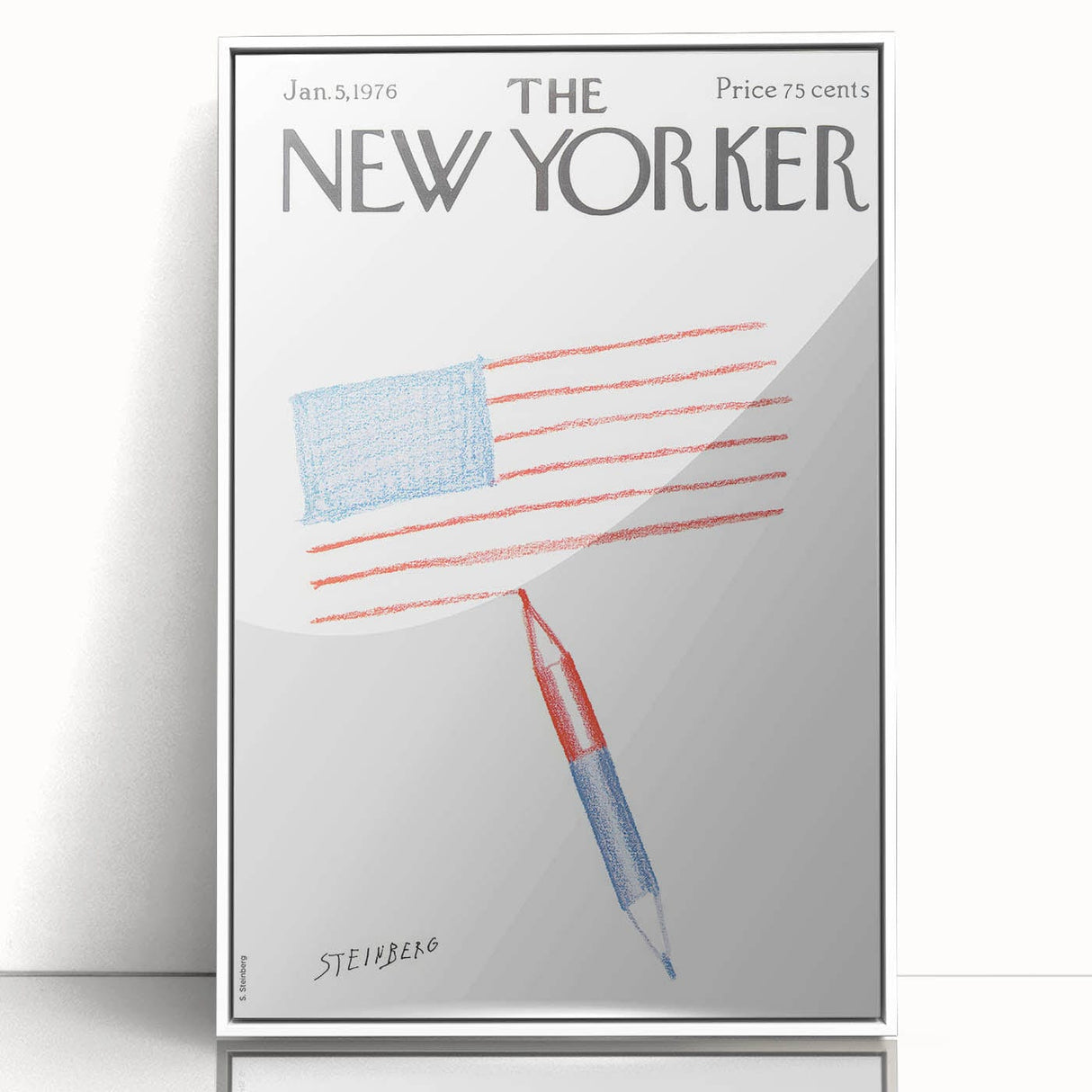 New Yorker Magazine Cover Art - American Flag Sketch Vintage Poster