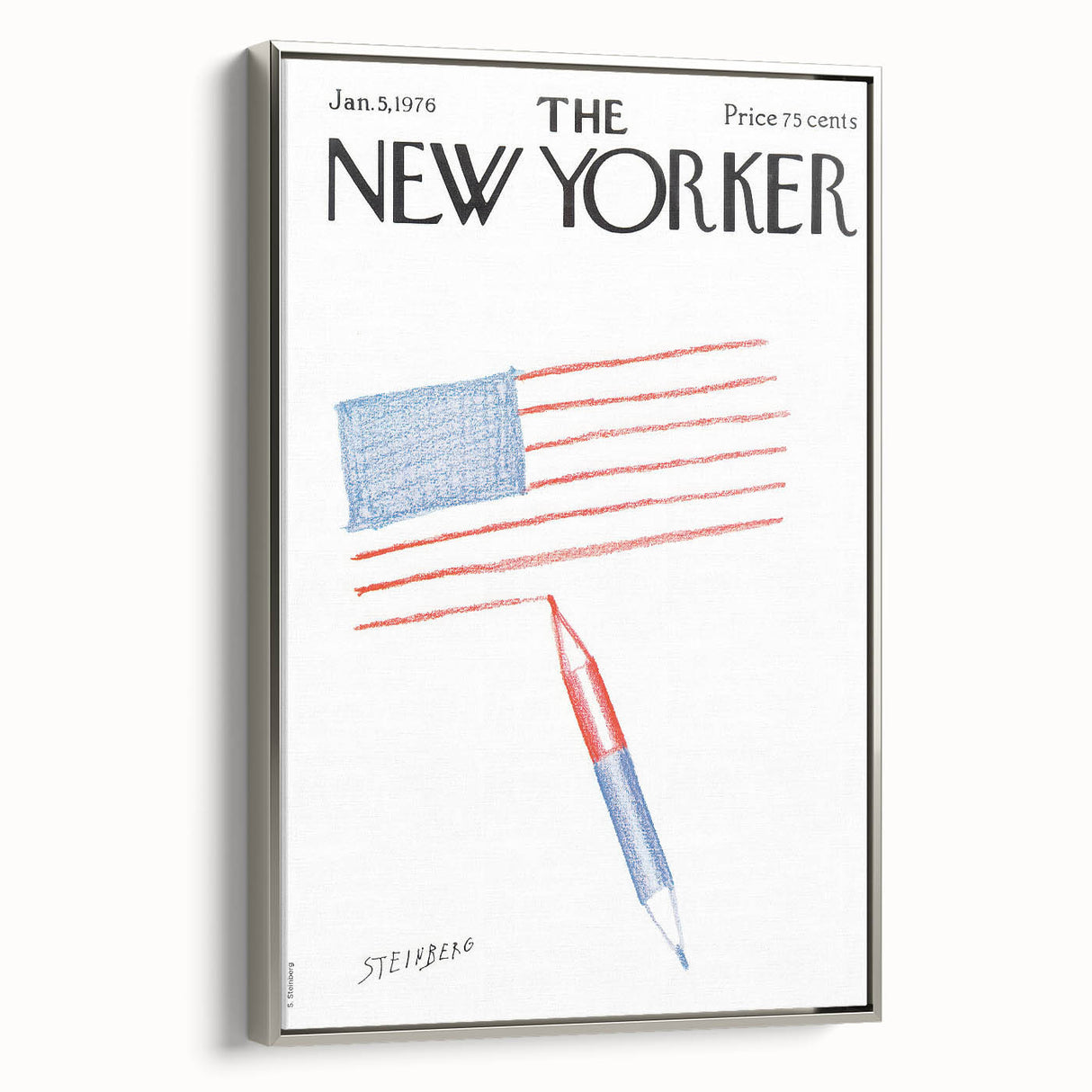 New Yorker Magazine Cover Art - American Flag Sketch Vintage Poster