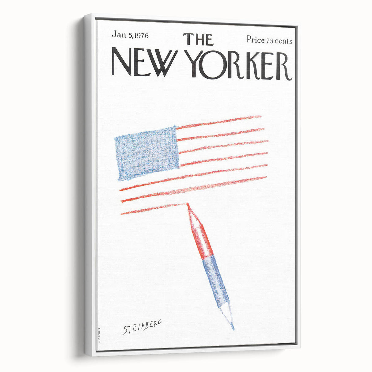 New Yorker Magazine Cover Art - American Flag Sketch Vintage Poster