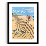 Vintage New Yorker Poster - Beach Scene Art Print