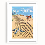 Vintage New Yorker Poster - Beach Scene Art Print