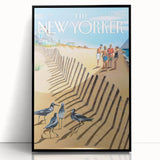 Vintage New Yorker Poster - Beach Scene Art Print