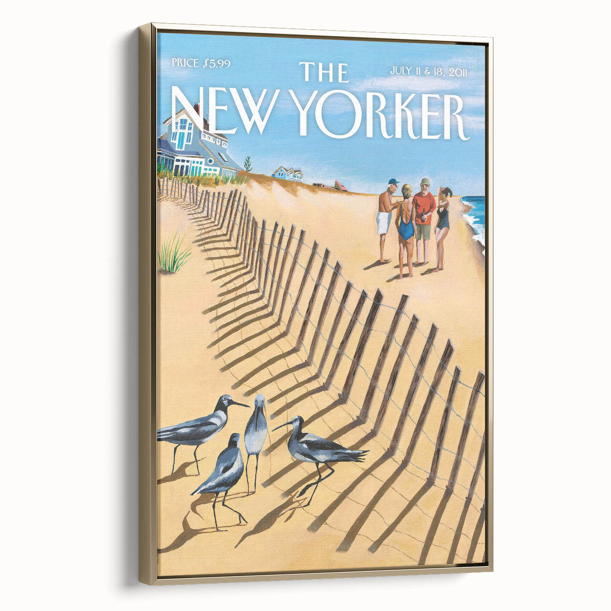 Vintage New Yorker Poster - Beach Scene Art Print