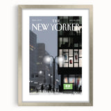New Yorker Magazine Cover Art - Nighttime City Scene Vintage Poster