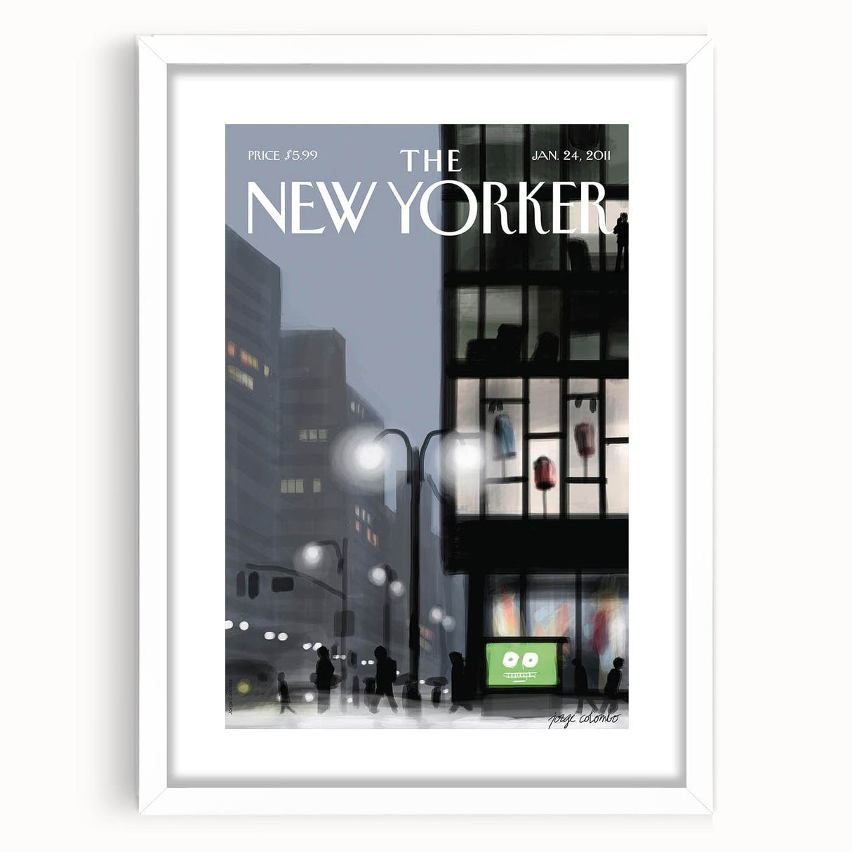 New Yorker Magazine Cover Art - Nighttime City Scene Vintage Poster