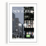 New Yorker Magazine Cover Art - Nighttime City Scene Vintage Poster