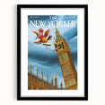 Vintage New Yorker Poster - Big Ben & Spring Bird Art