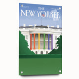 Vintage New Yorker Poster – White House Rainbow Pillars Print