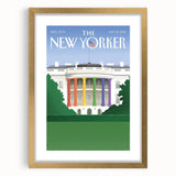 Vintage New Yorker Poster – White House Rainbow Pillars Print