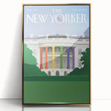 Vintage New Yorker Poster – White House Rainbow Pillars Print