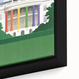 Vintage New Yorker Poster – White House Rainbow Pillars Print