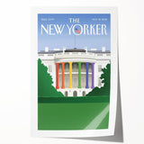 Vintage New Yorker Poster – White House Rainbow Pillars Print