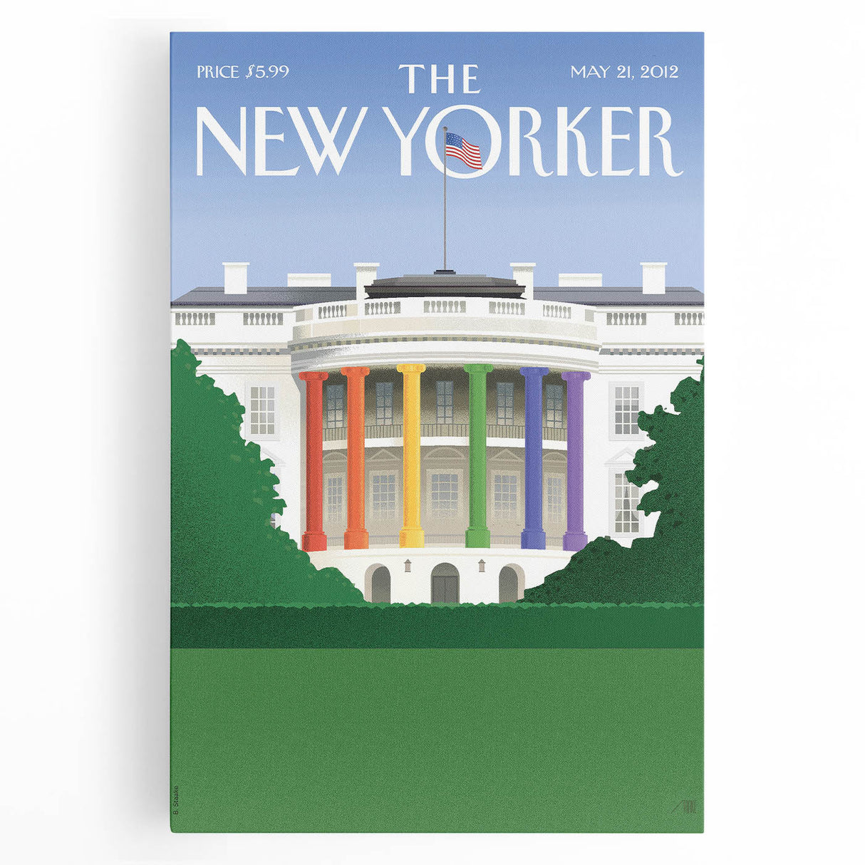 Vintage New Yorker Poster – White House Rainbow Pillars Print