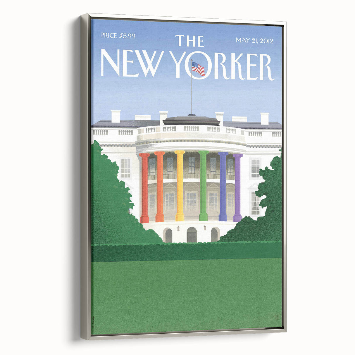 Vintage New Yorker Poster – White House Rainbow Pillars Print
