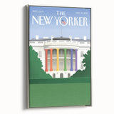 Vintage New Yorker Poster – White House Rainbow Pillars Print