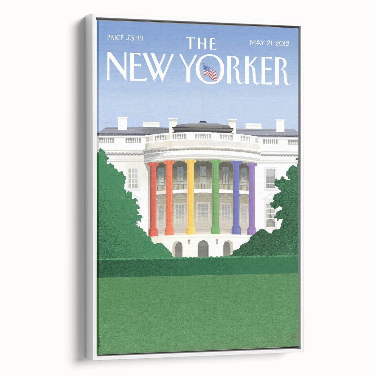 Vintage New Yorker Poster – White House Rainbow Pillars Print