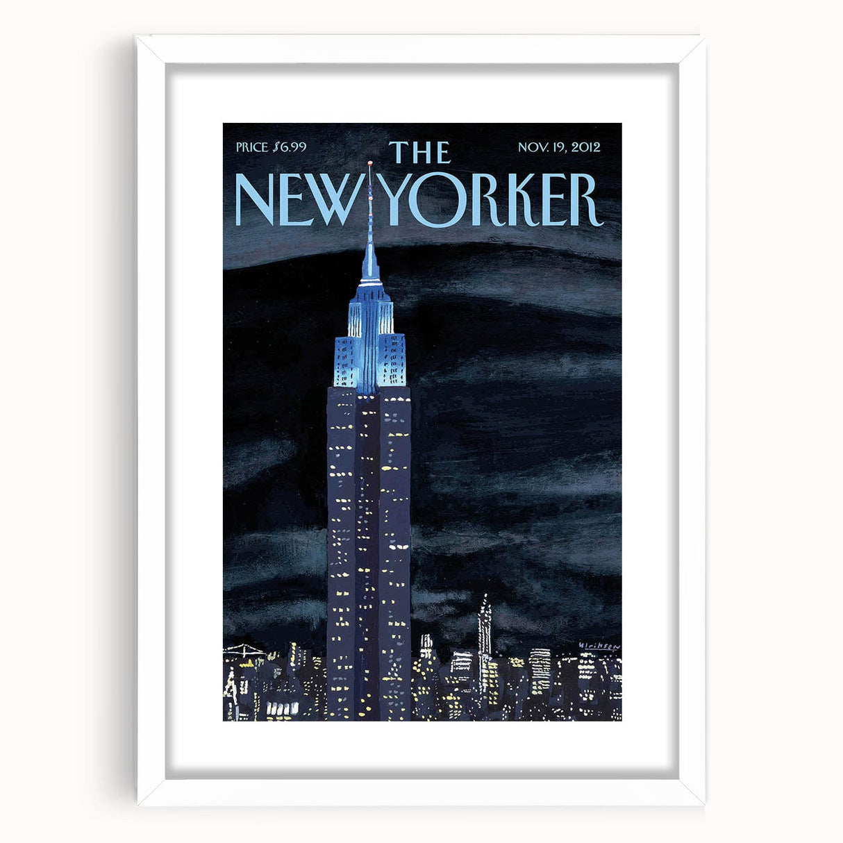 Vintage New Yorker Poster – Empire State Building Night Skyline