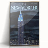 Vintage New Yorker Poster – Empire State Building Night Skyline