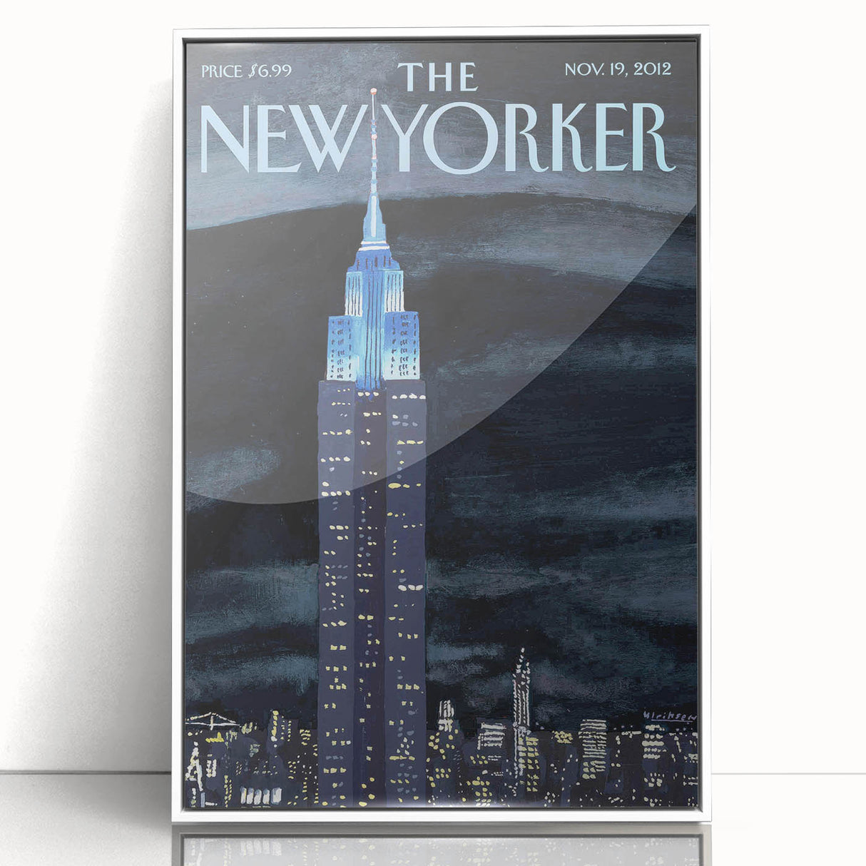 Vintage New Yorker Poster – Empire State Building Night Skyline