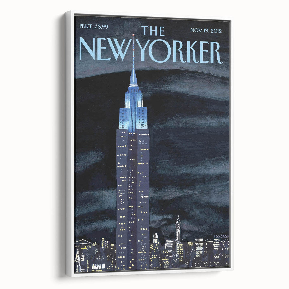 Vintage New Yorker Poster – Empire State Building Night Skyline
