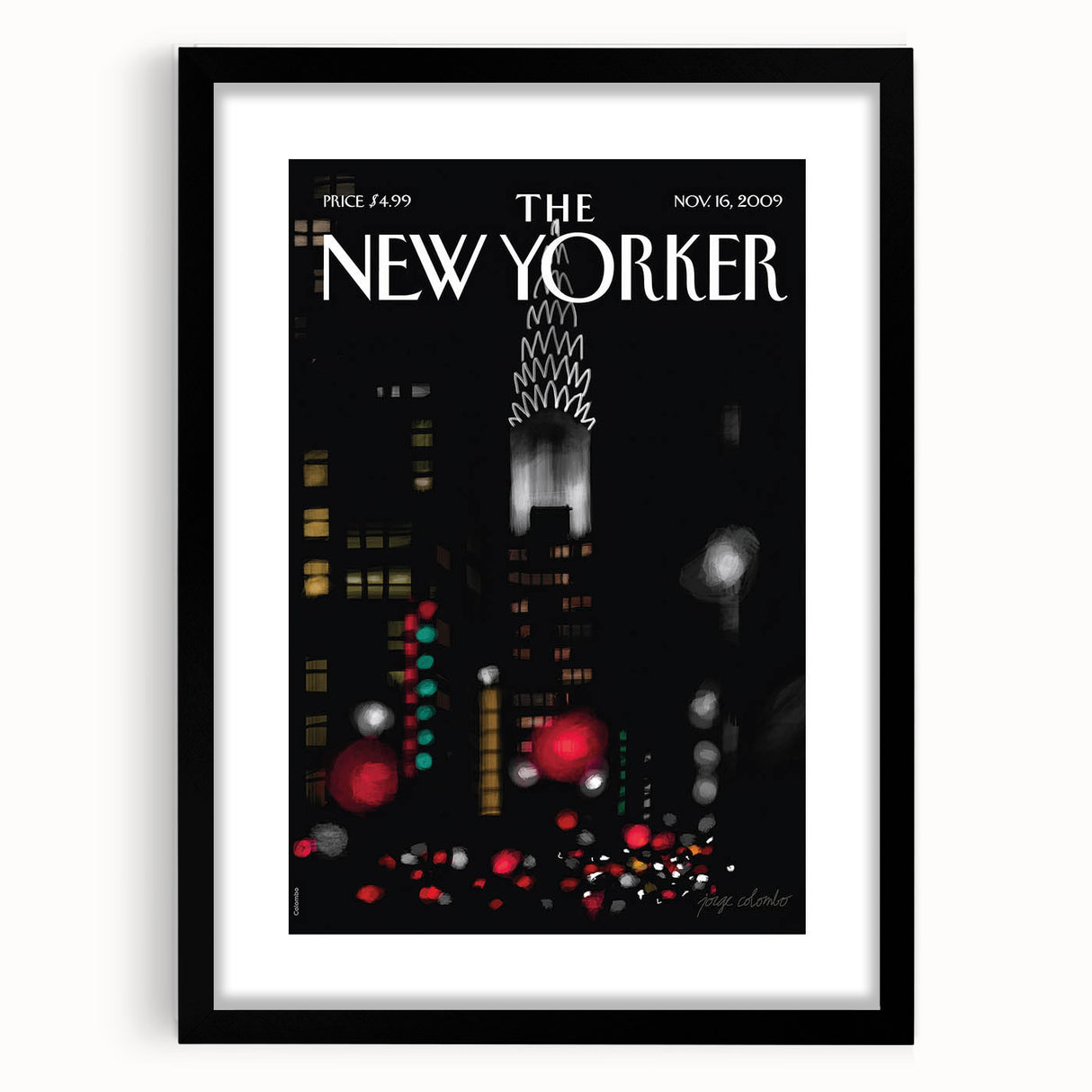 Vintage New Yorker Poster – Chrysler Building Night Lights
