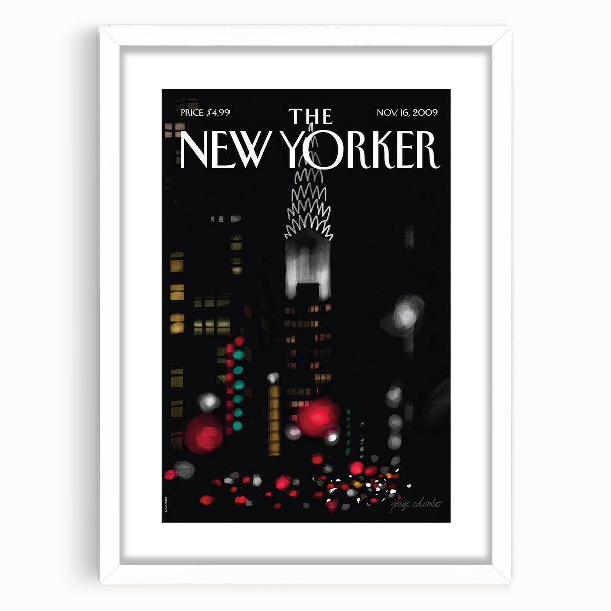 Vintage New Yorker Poster – Chrysler Building Night Lights