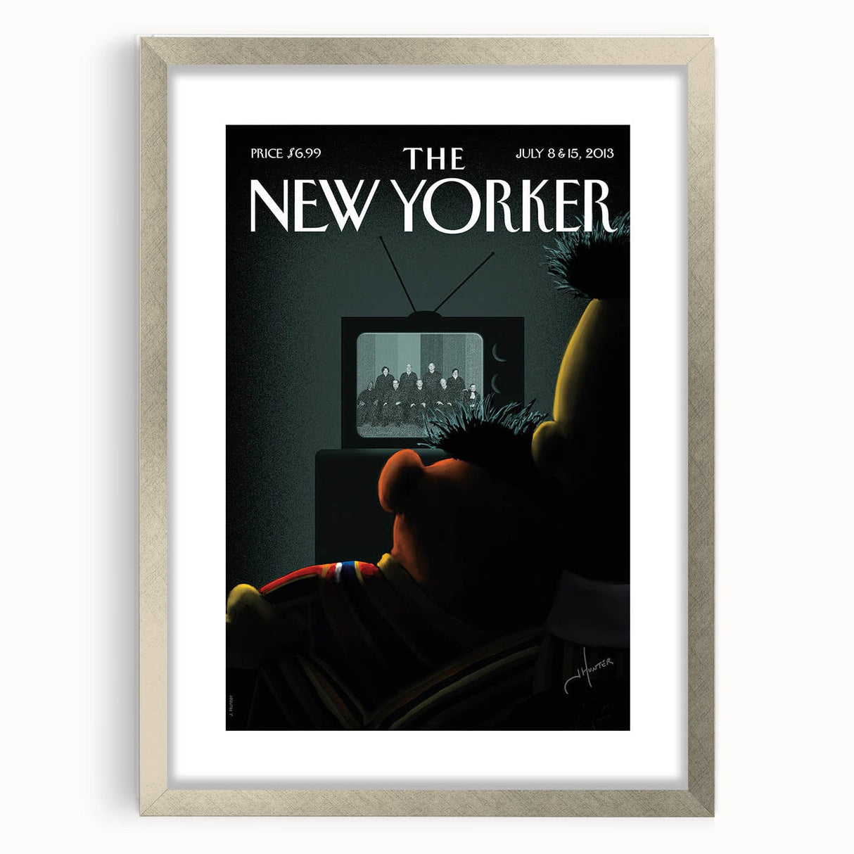 Vintage New Yorker Poster – Bert and Ernie Watching TV Art Print