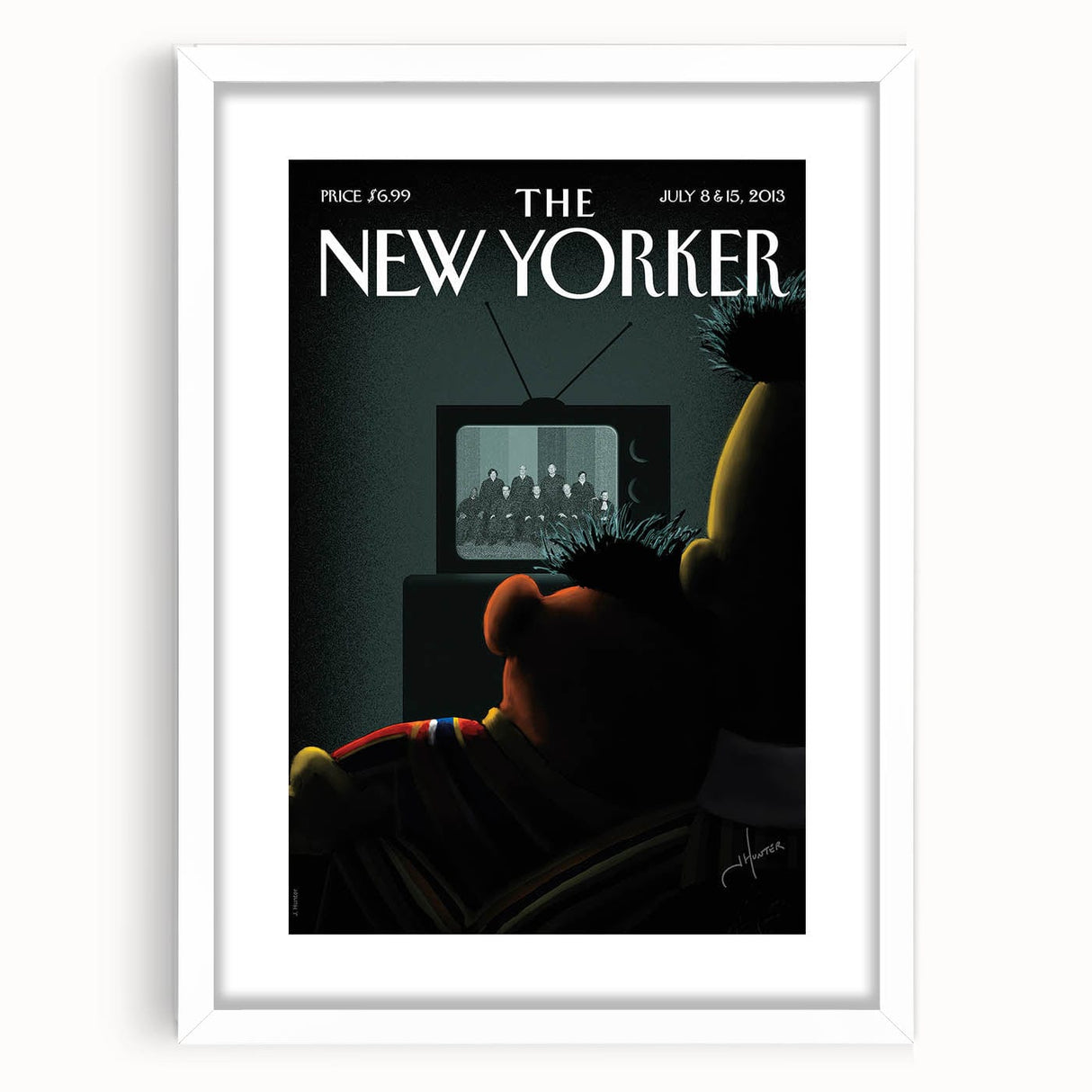 Vintage New Yorker Poster – Bert and Ernie Watching TV Art Print