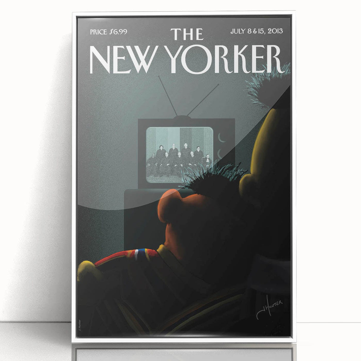Vintage New Yorker Poster – Bert and Ernie Watching TV Art Print