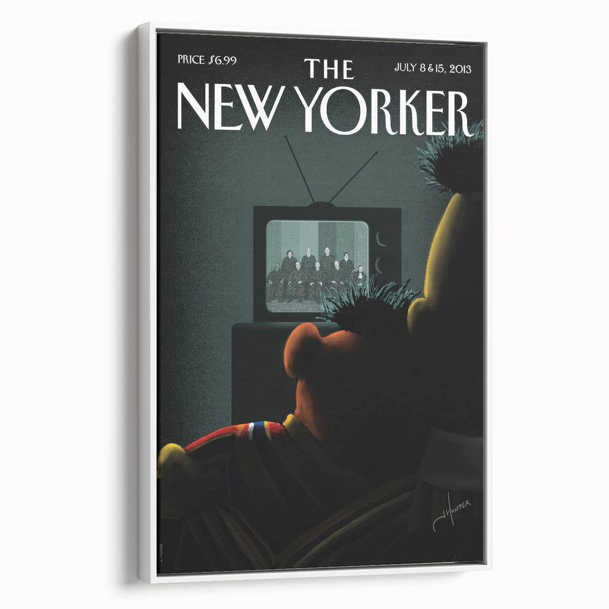 Vintage New Yorker Poster – Bert and Ernie Watching TV Art Print