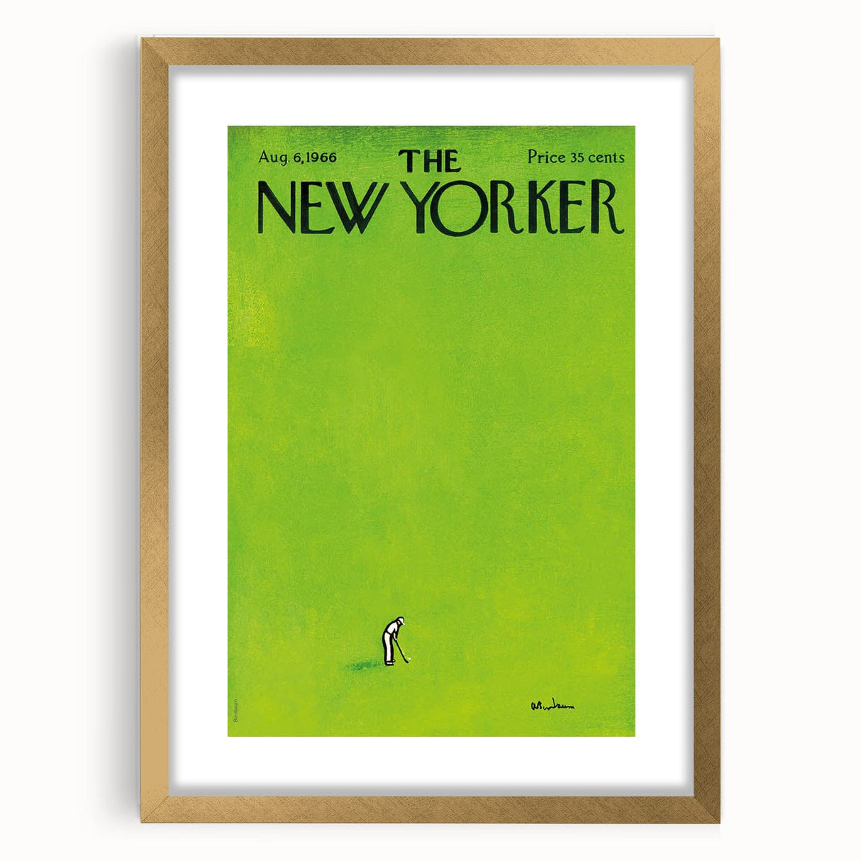 Vintage New Yorker Poster – Golfer on Green Field Art Print