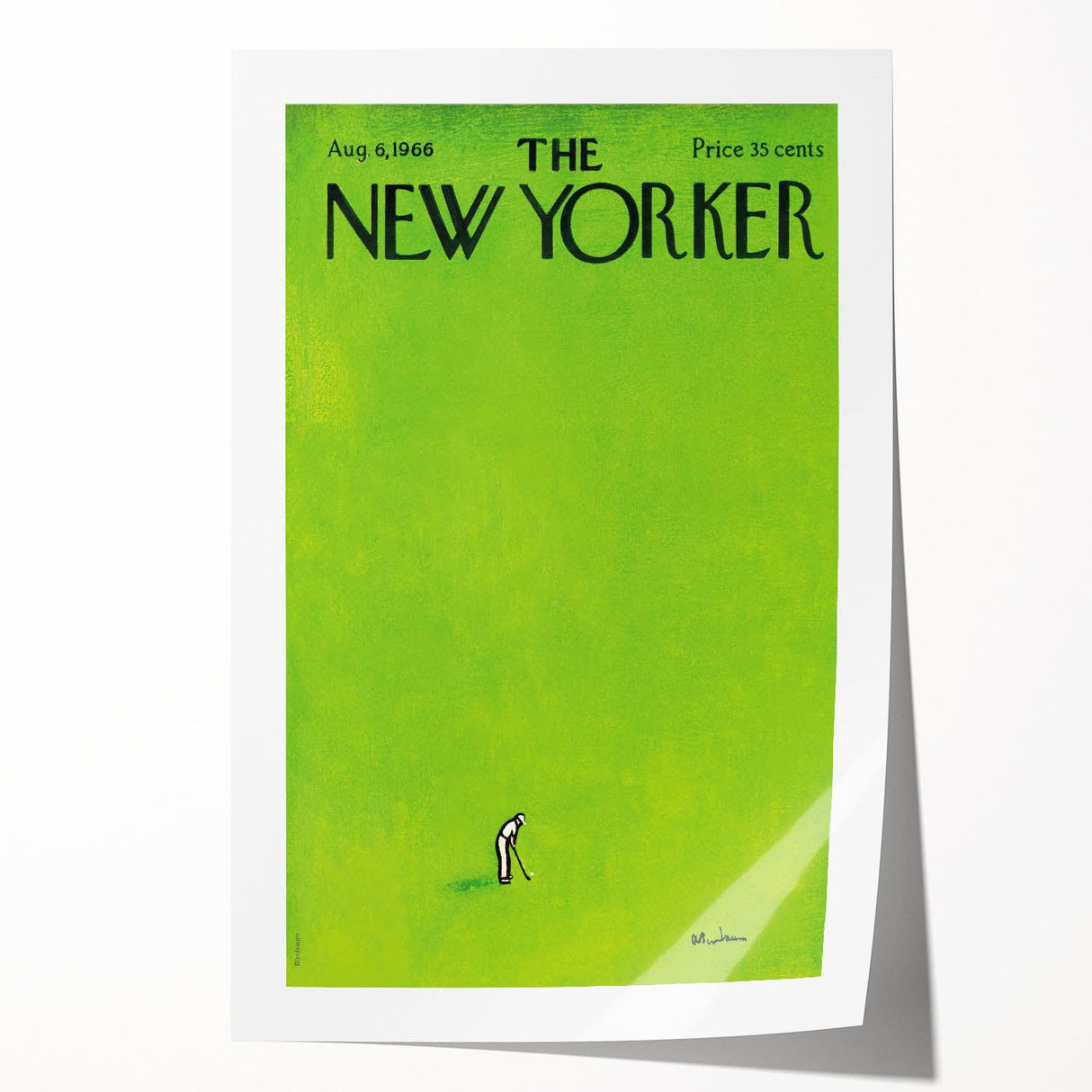 Vintage New Yorker Poster – Golfer on Green Field Art Print