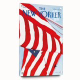 Vintage New Yorker Poster – American Flag in the Wind Art Print